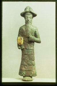 Aranykezű elami isten Susából, Délnyugat-Iránból, i.e. 1800-1700 körül (bronz és arany)
