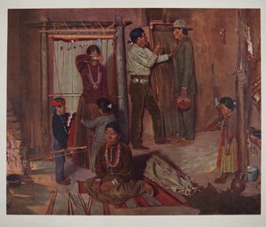Indulás otthonról a Carlisle-i indiai iskolába (chromolitho)