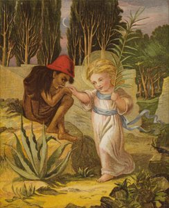 Egy mosolygós kisgyerek, aki fényes koronát viselt (színes litó) alkotó: Eleanor Fortescue Brickdale