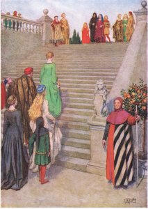 Dante és Beatrice első találkozása: „Az én látomásomban a hatalom beszélt. (litho) alkotó: Eleanor Fortescue Brickdale