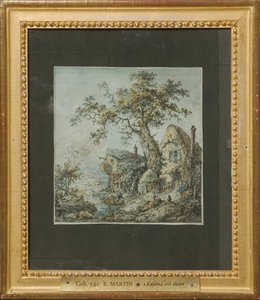 Landschaft mit Bauernhof oder Hütten bei der Eiche alkotó: Elias Martin