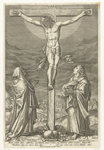 Krisztus a kereszten Máriával és Keresztelő Jánossal Krisztus szenvedése (sorozat címe) alkotó: Elias van den Bossche