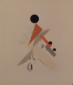 Világjáró. Figura A. Kruchenykh Győzelem a nap felett című operájához, 1920-1921 alkotó: Eliezer Markowich Lissitzky