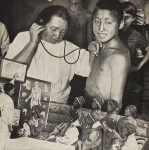 Orvostudomány a Szovjetunióban. Illusztráció: Szovjetunió építi a szocializmust, 1933. alkotó: Eliezer Markowich Lissitzky