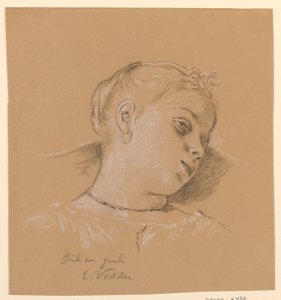 Rajz, Olasz lány feje, 1885 körül alkotó: Elihu Vedder