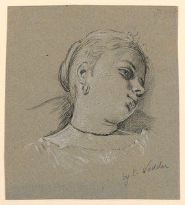 Rajz, Olasz lány feje, 1885 körül alkotó: Elihu Vedder