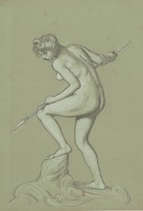 Lány Spearing delfin c. 1900. alkotó: Elihu Vedder