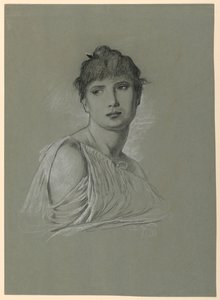 Portrévázlat egy fiatal nőről alkotó: Elihu Vedder