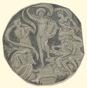 Tanulmány a Center Circle of Huntington Ceiling számára; Apollo és kísérői alkotó: Elihu Vedder