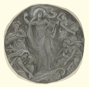 Tanulmány a Center Circle of Huntington Ceiling számára: Apollo és kísérői alkotó: Elihu Vedder