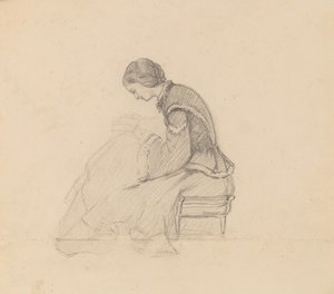 Tanulmány egy olvasó lányról, c. 1858. alkotó: Elihu Vedder