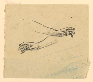 Két kéz elérésének tanulmányozása alkotó: Elihu Vedder