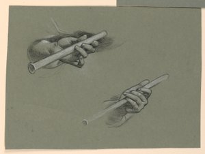 két fuvolát tartó kéz tanulmányozása (?) alkotó: Elihu Vedder