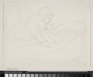 Anya kiemel egy gyereket a bölcsőből alkotó: Elisabeth Jerichau-Baumann