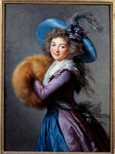 Madame Mole Reymond (1759-1833), az olasz vígjáték színésznőjének portréja Tollas kalapot visel és ujjú. Marie Elisabeth festménye Louise Vigee Le brun (ou Vigee-Lebrun vagy Vigee Lebrun) (1755-1842) 1786 V. 1,04x0,76 m - Portré o alkotó: Elisabeth Louise Vigee Lebrun