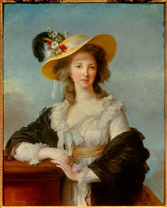 Yolande Gabrielle Martine de Polastron, Polignac hercegnőjének (1749-1793) portréja Marie Elisabeth Louise Vigee Le brun (vagy Vigee-Lebrun vagy Vigee Lebrun) szalmakalap-festményével (1755-1842) 1782 V. 0,92x0,73 m - Hercegnő portréja - Portré alkotó: Elisabeth Louise Vigee Lebrun