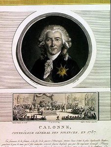 Charles Alexandre de Calonne (1734-1802) XVI. Lajos (1754-93) pénzügyeinek általános ellenőre, amelyet Charles Levachez (fl.1760-1820) és a Jean Duplessi Bertau a Nevezetesek Gyülekezete vésett. alkotó: Elisabeth Louise after Vigee Lebrun