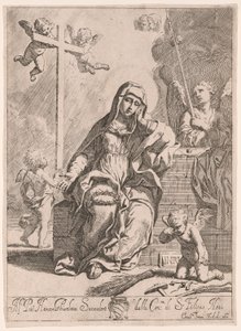 Fájdalmas Madonna a szenvedés szimbólumaival alkotó: Elisabetta Sirani