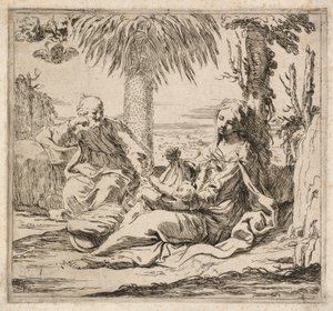 Pihenés az egyiptomi menekülésen alkotó: Elisabetta Sirani