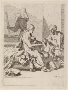 A Szent Család Szent Erzsébettel és Keresztelő Szent Jánossal alkotó: Elisabetta Sirani