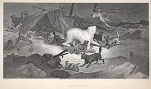 Medvevadászat, illusztráció a "The second Grinnell Expedition in Search of Sir John Franklin..." (A második Grinnell-expedíció Sir John Franklin keresésére...), 1856.