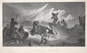 Rozmár vadászat Pikantliknál, illusztráció a "A második Grinnell-expedíció Sir John Franklin nyomában..." című filmből, 1856