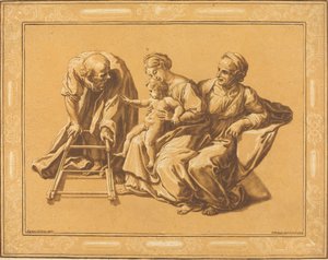 A Szent Család alkotó: Elisha Kirkall, after Giulio Romano