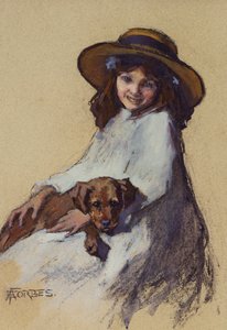 Fiatal lány a kiskutyájával alkotó: Elizabeth Adela Stanhope Forbes