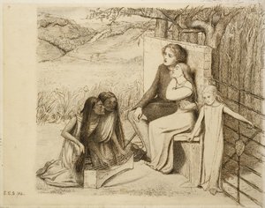 Két szerető, 1854 (toll és barna tinta törtfehér papíron)
