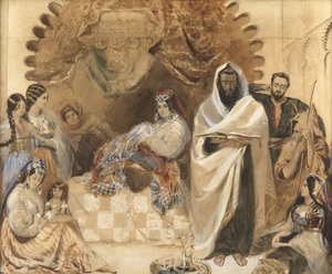 Egy Brit Milah Tangerben, 1838 (wc és testszín papíron, színes üveggel kirakva)