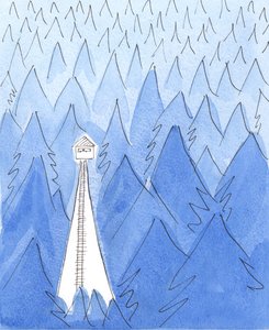 Egy őr az őrtoronyban a fény oázisában él, sivár, hideg, sötét táj közepette, 2003 (papíron nem) alkotó: Elizabeth Wang