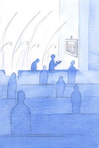 Miközben a keresztútról imádkoztunk, az angyalok is megfordultak velünk (az első „állomáshoz”), izgatottan, hogy csatlakozhatnak istentiszteletünkhöz, és tanúi lehettek Krisztus iránti odaadásunknak., 2000 (papíron nem) alkotó: Elizabeth Wang