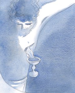 A felszenteléskor láttam drága vérét ömleni a sebesült oldaláról, 2001 (papíron). alkotó: Elizabeth Wang