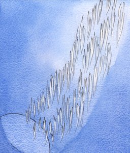 E föld sötét földgömbje és a mennyország dicsősége között fényes angyalok őrzői „folyama” húzódott, mint a fény folyója, 2002 (papíron) alkotó: Elizabeth Wang