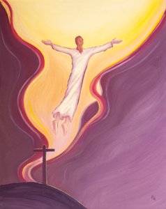 Az Atya akarata, előrelátása, terve, beleegyezése és igazságossága által Krisztus szenvedett és meghalt, és Atyjához ugrott, és az Ő nyomában vonzott minket., 2001 (olaj a fedélzeten) alkotó: Elizabeth Wang