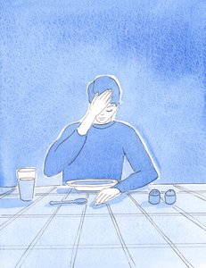 Krisztus megdicsért azért, hogy igyekszem minden imát - még az étkezés előtti imát is - nagyobb tisztelettel, emlékezéssel és hálával imádkozni, és annak tudatában, hogy Ő, akihez beszélek, szentséges, 2005 (akvarell, papír). alkotó: Elizabeth Wang