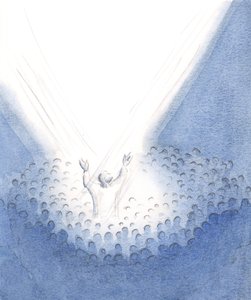 Krisztus jelen van itt velünk a szentmisén, valóban emberként, közülünk, amikor felajánlja magasztos Áldozatát testvéreiért., 2001 (papíron nélkül) alkotó: Elizabeth Wang
