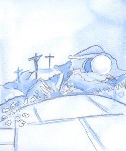 Krisztust ez a miniatűr „kálvária” dicsőíti, csakúgy, mint bármely, a hit ünneplésére alkalmas modell, kép vagy szobor, 2002 (papíron) alkotó: Elizabeth Wang