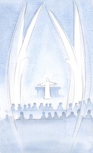 Krisztus, a mi Feltámadott Urunk jelen volt, mi, dicsőségében és erejében, szent angyalai őrzik, 2000 (papíron) alkotó: Elizabeth Wang