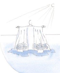 Krisztus menedéket nyújt és cselekszik mindazokért, akik az Ő ruhái alatt rejtőznek; Olyan, mint egy sátor vagy tabernákulum, az élet sivatagában., 2001 (papír nélkül) alkotó: Elizabeth Wang
