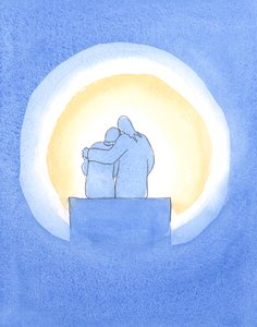Krisztus mellettünk ül lelkünk „barlangjában”. Műve virágozhat, ha helyet csinálunk neki., 2003 (papíron) alkotó: Elizabeth Wang