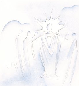 Krisztus, aki az ajtó, ide-oda vezet minket a mennyei társaságban, 2000 (papíron nélkül) alkotó: Elizabeth Wang