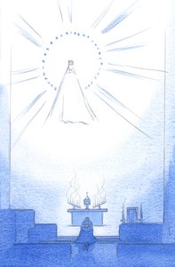 Krisztus Szent Anyja most a „feltámadási életet” éli, amelyet remélünk élvezni fogunk; és nagyon közel van Krisztushoz és hozzánk, 2002 (papíron) alkotó: Elizabeth Wang