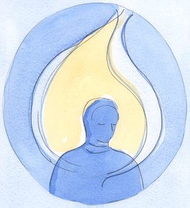 Krisztus jelenléte a lélekben, a szentáldozásban olyan, mint a tűz, amely elégeti az apró hibákat, és felemelkedik a mennybe, 2002 (papíron) alkotó: Elizabeth Wang