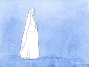 A Szűzanya hosszú hónapokig hordozta Krisztust méhében; Volt ideje elgondolkodni Isten tervében játszott szerepén, 2002 (papíron) alkotó: Elizabeth Wang