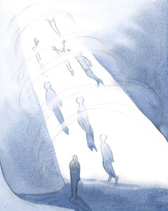 Isten a halál utáni boldogságába vonzza azokat, akik elbírják a dicsőség fényét, míg akiket még emészt a szégyen, lent várakozik., 2001 (papíron) alkotó: Elizabeth Wang