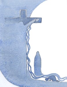 Megmutatta nekem a keresztet, függőlegesen, az anyját alatta, és a vérét hatalmas kiömléssel, amely fölöttem ömlött., 2000 (papíron nem) alkotó: Elizabeth Wang