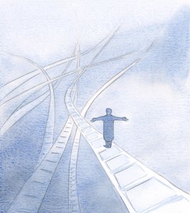 Megmutatták, hogyan támogat Jézus, ahogy a mindenkor jelenlévő Atya felé haladunk, furcsa és meglepő utakon, 2000 (papíron nem) alkotó: Elizabeth Wang