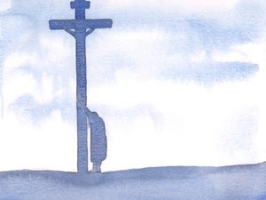 Ha szenvedéseink megnehezítik az imádkozást, egyszerűen a keresztre támaszkodhatunk, Krisztushoz közel, benne megnyugodva, és türelmesen elviselhetjük nehézségeinket, 2000 (papíron nem) alkotó: Elizabeth Wang