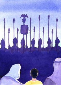 Jézus gyermekkorában hozzászokott volna, hogy római katonákat és keresztre feszítéseket látott, 2001 (papíron). alkotó: Elizabeth Wang